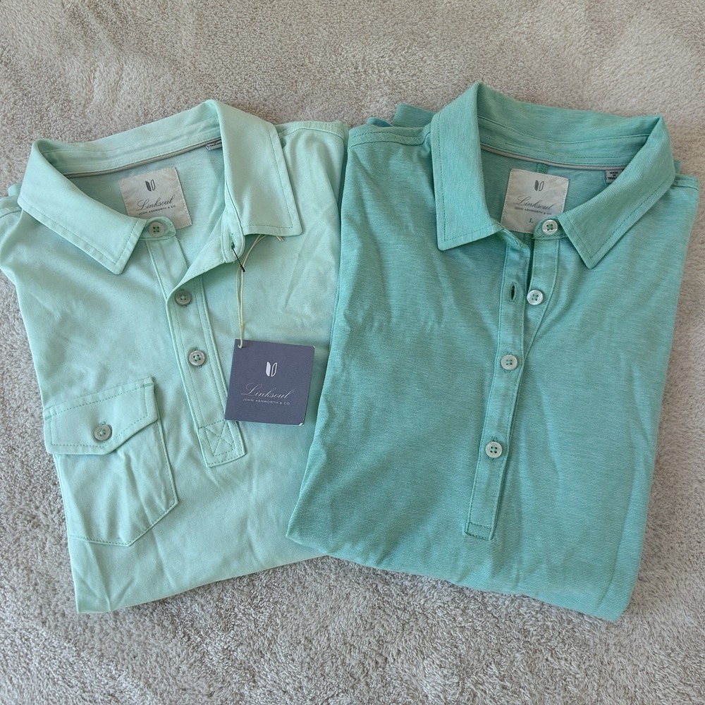 Linksoul Polo Shirt (2)Size L Women Short Sleeve Collared Luxury Cotton Golf NWT